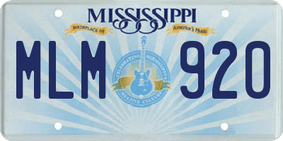 MS license plate MLM920