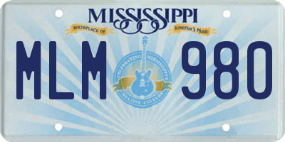 MS license plate MLM980