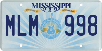 MS license plate MLM998