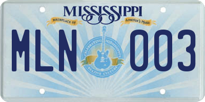 MS license plate MLN003
