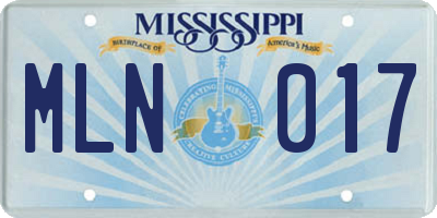 MS license plate MLN017