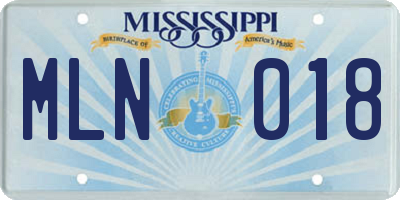 MS license plate MLN018