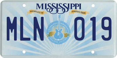 MS license plate MLN019