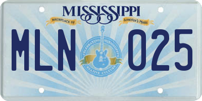 MS license plate MLN025