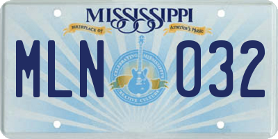 MS license plate MLN032