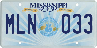 MS license plate MLN033