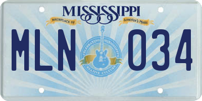 MS license plate MLN034