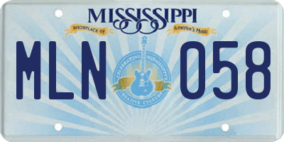 MS license plate MLN058