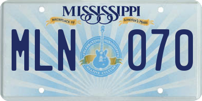 MS license plate MLN070