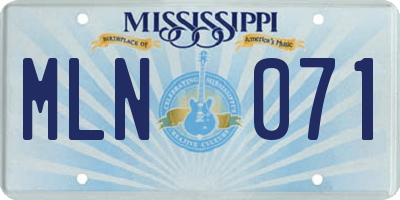MS license plate MLN071