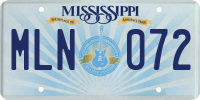 MS license plate MLN072