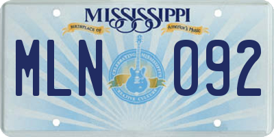 MS license plate MLN092