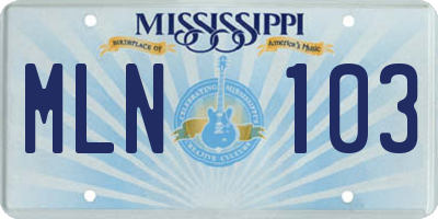 MS license plate MLN103