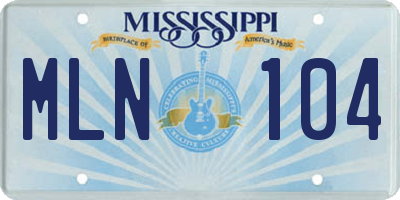 MS license plate MLN104