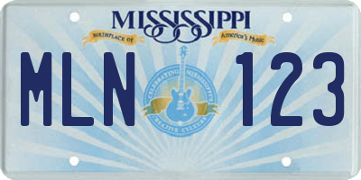 MS license plate MLN123