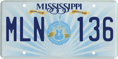 MS license plate MLN136
