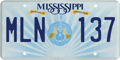 MS license plate MLN137