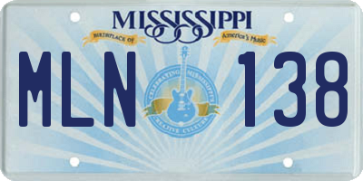 MS license plate MLN138