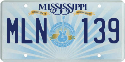 MS license plate MLN139