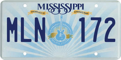 MS license plate MLN172