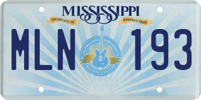 MS license plate MLN193