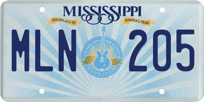 MS license plate MLN205