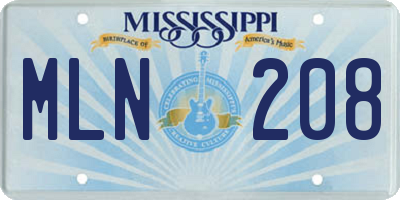 MS license plate MLN208