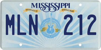 MS license plate MLN212