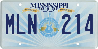 MS license plate MLN214