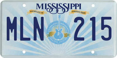 MS license plate MLN215