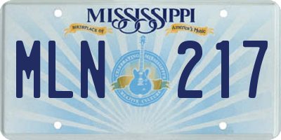 MS license plate MLN217