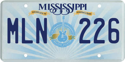 MS license plate MLN226
