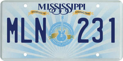 MS license plate MLN231