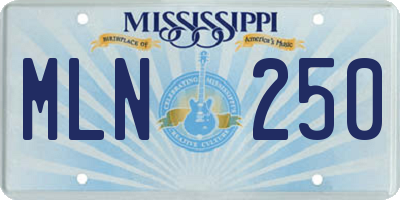 MS license plate MLN250