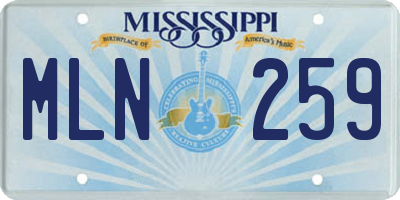 MS license plate MLN259