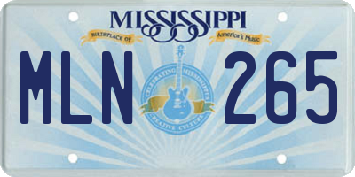 MS license plate MLN265