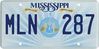 MS license plate MLN287
