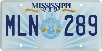 MS license plate MLN289