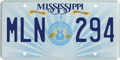 MS license plate MLN294