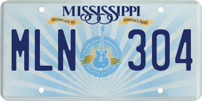 MS license plate MLN304