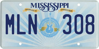 MS license plate MLN308