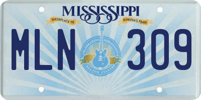 MS license plate MLN309