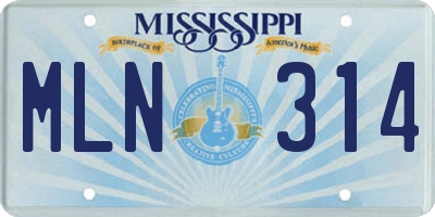 MS license plate MLN314