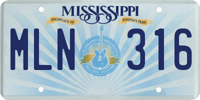 MS license plate MLN316