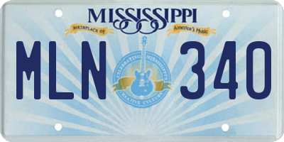 MS license plate MLN340