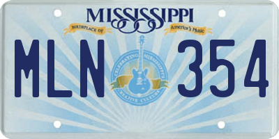 MS license plate MLN354