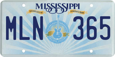 MS license plate MLN365