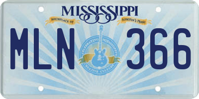 MS license plate MLN366
