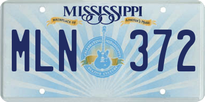 MS license plate MLN372