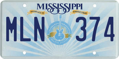 MS license plate MLN374
